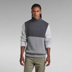 G-Star Raw Cable Color Block Loose Turtle Knit