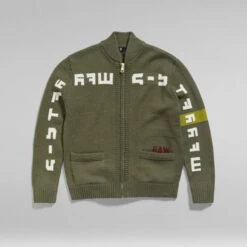 G-Star Raw Graphic Zip Thru Loose Knit -G-Star Raw Store g star raw graphic zip thru loose knit green 3