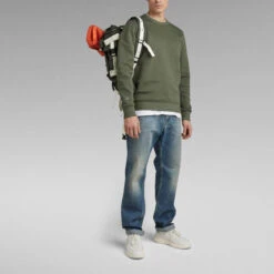 G-Star Raw Logo Tape Sweater -G-Star Raw Store g star raw logo tape sweater green 4