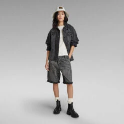 G-Star Raw Unisex Pleated Relaxed Chino Shorts -G-Star Raw Store g star raw unisex pleated relaxed chino shorts grey 4
