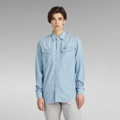 G-Star Raw Unisex Vintage Slim Shirt -G-Star Raw Store g star raw unisex vintage slim shirt light blue 2
